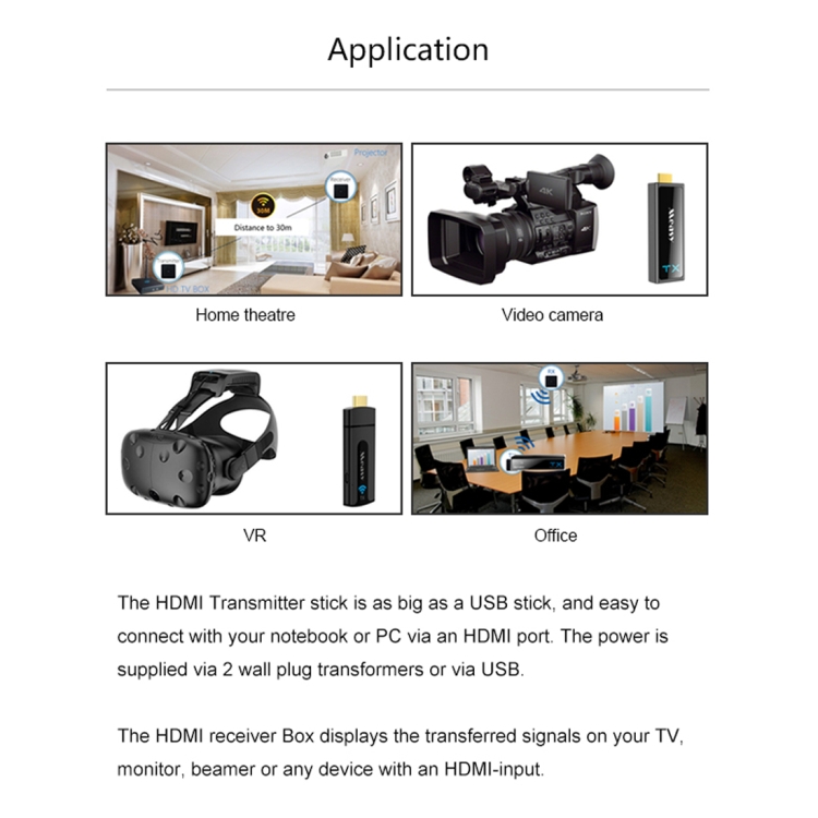 Measy W2H Nano 1080P HDMI 1.4 3D Inalámbrico HDMI Audio Video Transmisor Receptor Extensor, Distancia de transmisión: 30 m, Enchufe de EE. UU. - 3