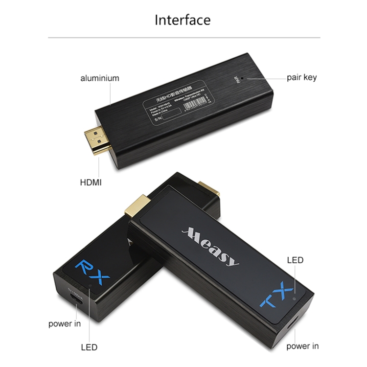 Measy W2H Nano 1080P HDMI 1.4 3D Inalámbrico HDMI Audio Video Transmisor Receptor Extensor, Distancia de transmisión: 30 m, Enchufe de EE. UU. - 4