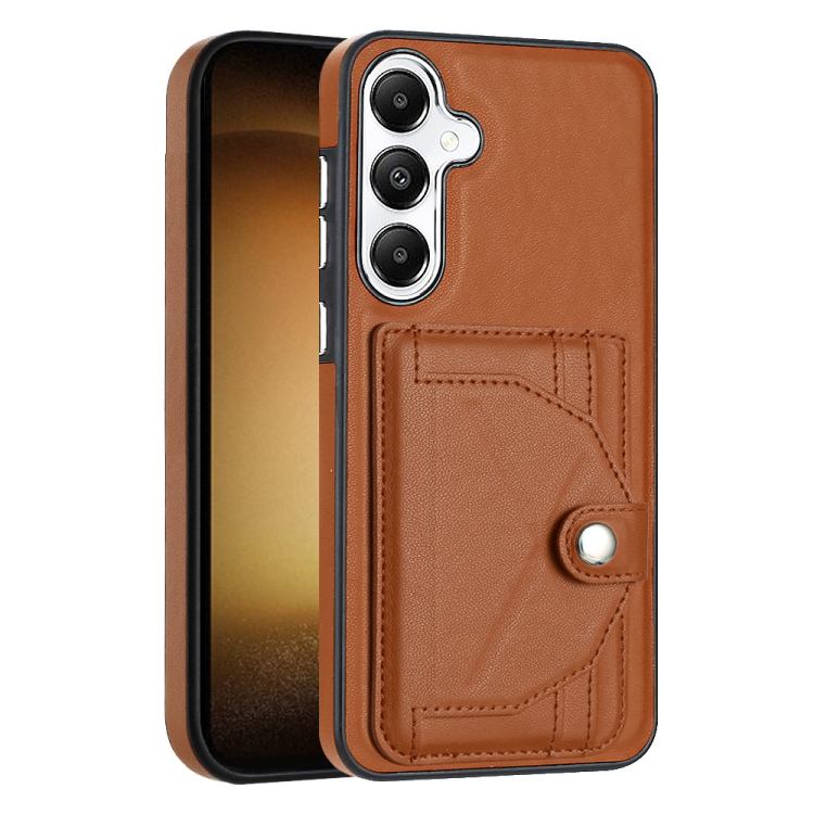 For Samsung Galaxy S24 5G Shockproof Leather Phone Case with Card Holder(Brown) For Samsung Galaxy S24 5G Shockproof Leather Phone Case with Card Holder(Brown)