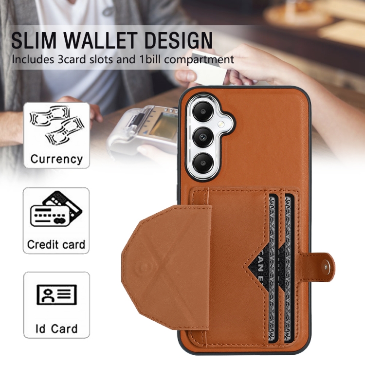 For Samsung Galaxy S24 5G Shockproof Leather Phone Case with Card Holder(Brown) For Samsung Galaxy S24 5G Shockproof Leather Phone Case with Card Holder(Brown)