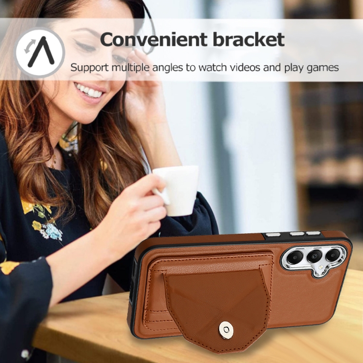 For Samsung Galaxy S24 5G Shockproof Leather Phone Case with Card Holder(Brown) For Samsung Galaxy S24 5G Shockproof Leather Phone Case with Card Holder(Brown)