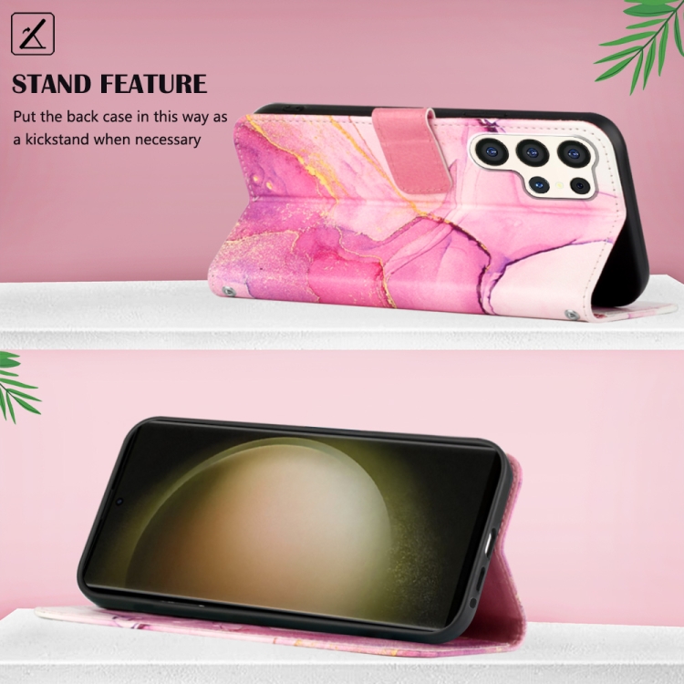 For Samsung Galaxy S24 Ultra 5G PT003 Marble Pattern Flip Leather Phone Case(Pink Purple Gold) For Samsung Galaxy S24 Ultra 5G PT003 Marble Pattern Flip Leather Phone Case(Pink Purple Gold)