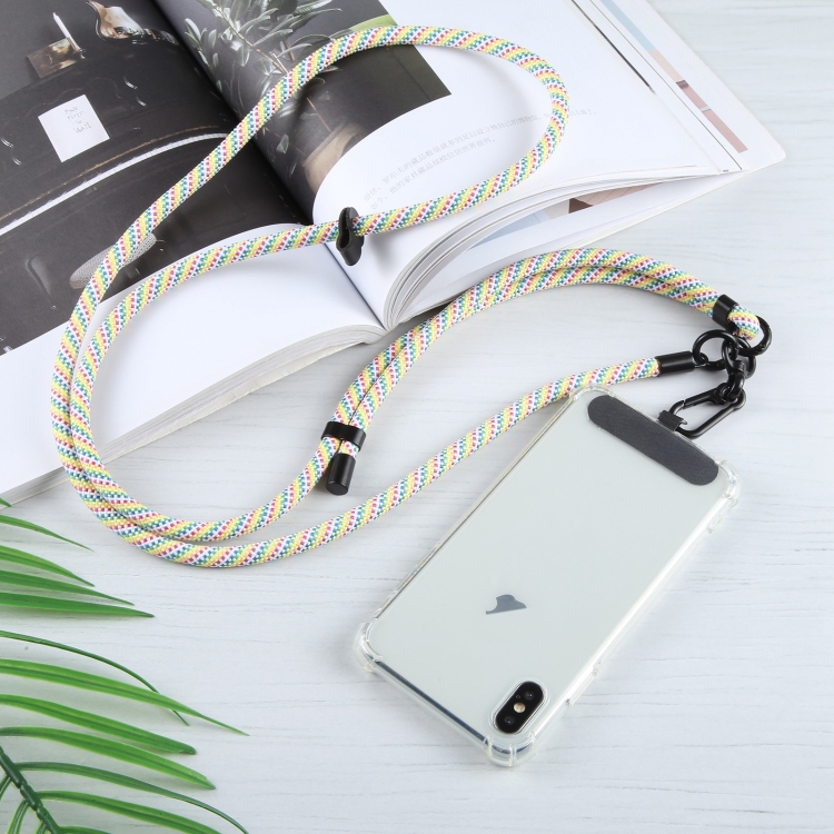 7mm Adjustable Crossbody Mobile Phone Anti-Lost Lanyard with Clip, Length: 75-150cm(Water Pattern Blue Black)
