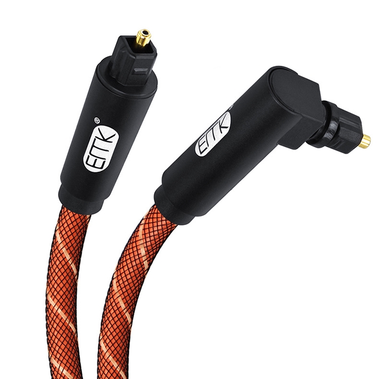 EMK 90 grados giratorio ajustable en ángulo recto 360 grados giratorio pulg nylon tejido cable de audio óptico de malla, longitud del cable: 1 m (naranja) - 1