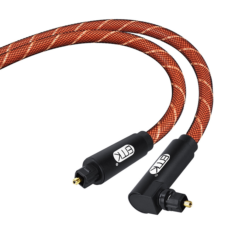 EMK 90 grados giratorio ajustable en ángulo recto 360 grados giratorio pulg nylon tejido cable de audio óptico de malla, longitud del cable: 1 m (naranja) - 2