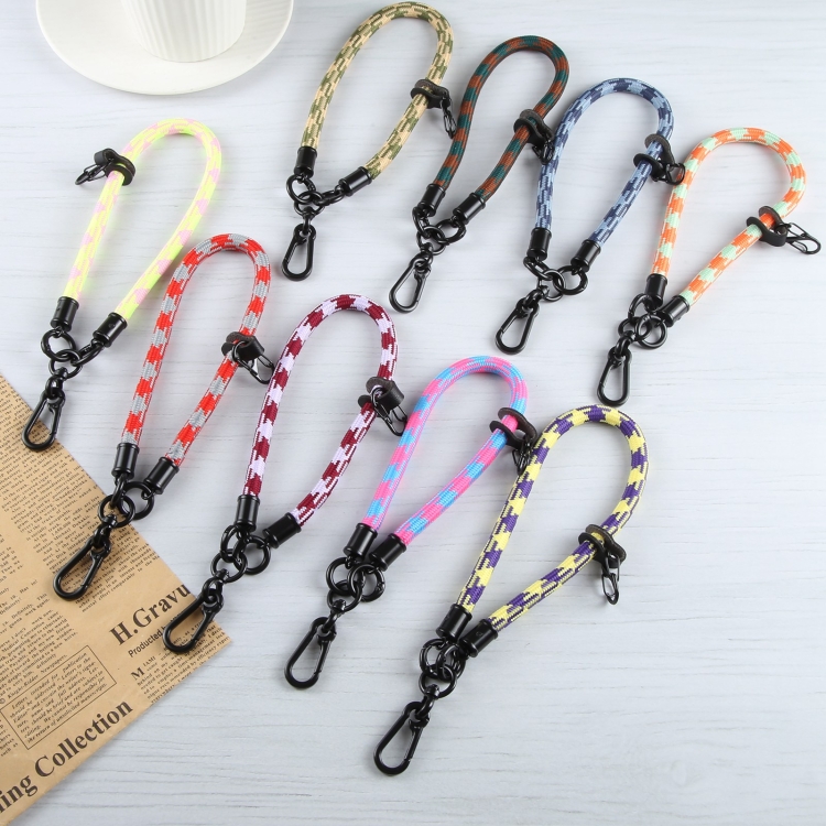 Universal Mobile Phone Pattern Short Wrist Lanyard(Pink Yellow)