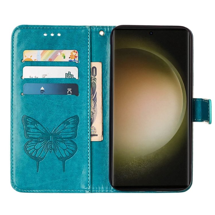 For Samsung Galaxy S24 Ultra 5G Embossed Butterfly Leather Phone Case(Blue) For Samsung Galaxy S24 Ultra 5G Embossed Butterfly Leather Phone Case(Blue)