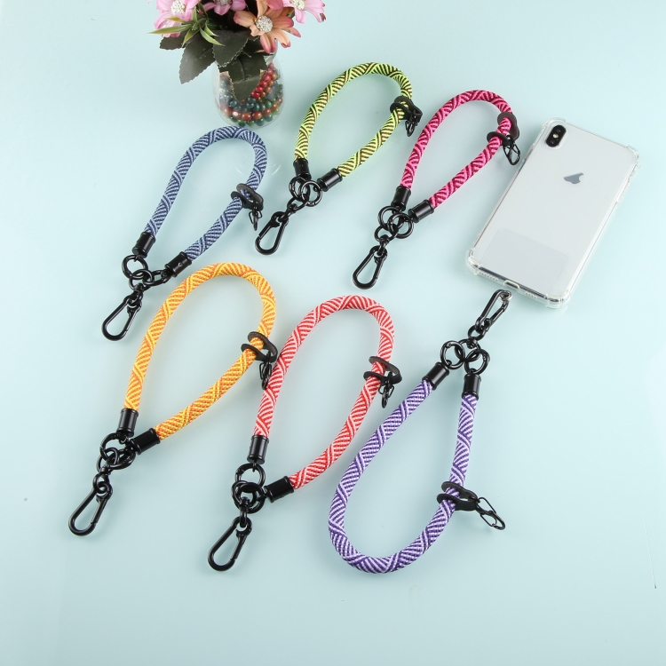 Universal Phone Diagonal Pattern Short Wrist Lanyard(Purple)