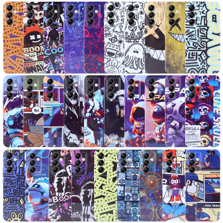 For Samsung Galaxy S23+ 5G Painted Pattern Precise Hole PC Phone Case(Orange Comics)