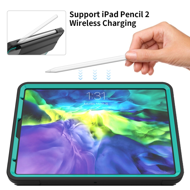 For iPad Pro 11 (2020) / (2018) Acrylic + TPU Horizontal Flip Smart Leather Tablet Case with Three-folding Holder & Pen Slot & Wake-up / Sleep Function(Light Blue+Black)