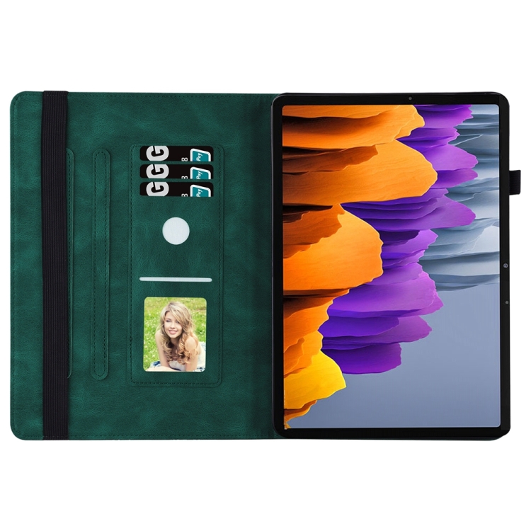 Para Samsung Galaxy Tab S9 FE + / S9 + / S8 + Funda para tableta de cuero con relieve de mariposa grande (verde) - 3