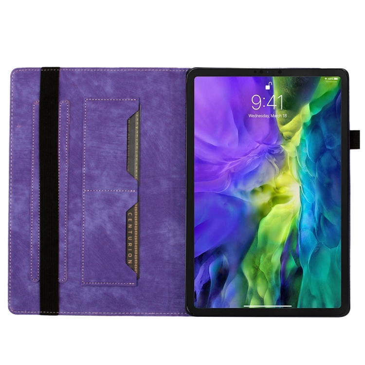 For iPad Pro 12.9 2022 / Air 13 2024 Butterfly Cat Embossing Leather Tablet Case(Purple)