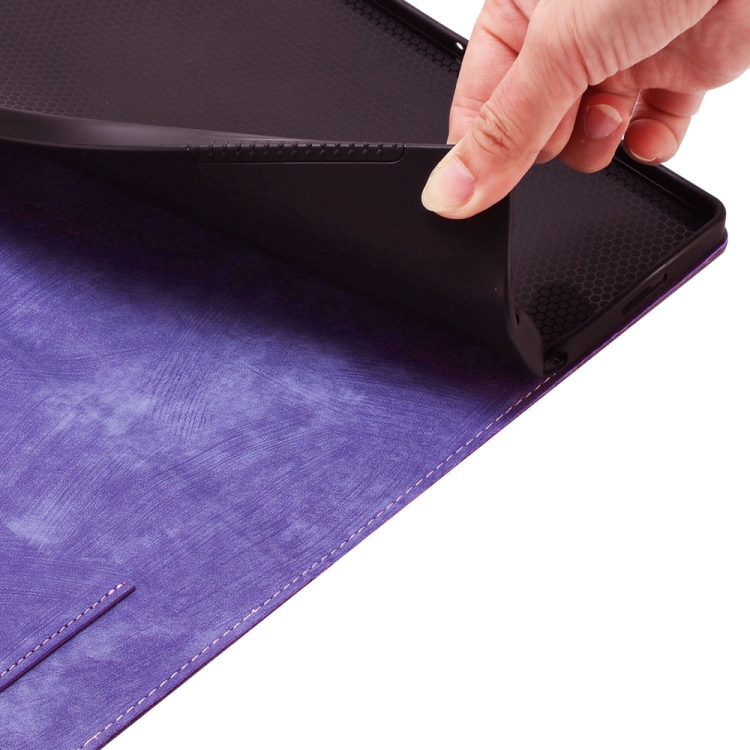 For iPad Pro 12.9 2022 / Air 13 2024 Butterfly Cat Embossing Leather Tablet Case(Purple)