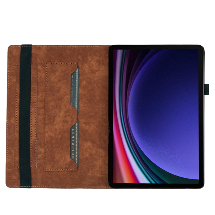 Para Samsung Galaxy Tab S9 Ultra / S8 Ultra Funda para tableta de cuero con estampado de gato mariposa (marrón) - 3