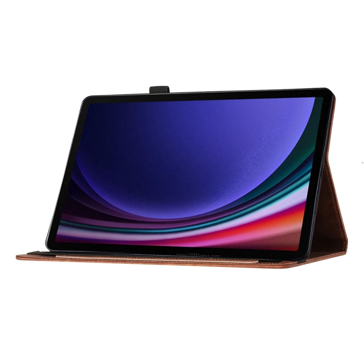 Para Samsung Galaxy Tab S9 Ultra / S8 Ultra Funda para tableta de cuero con estampado de gato mariposa (marrón) - 4