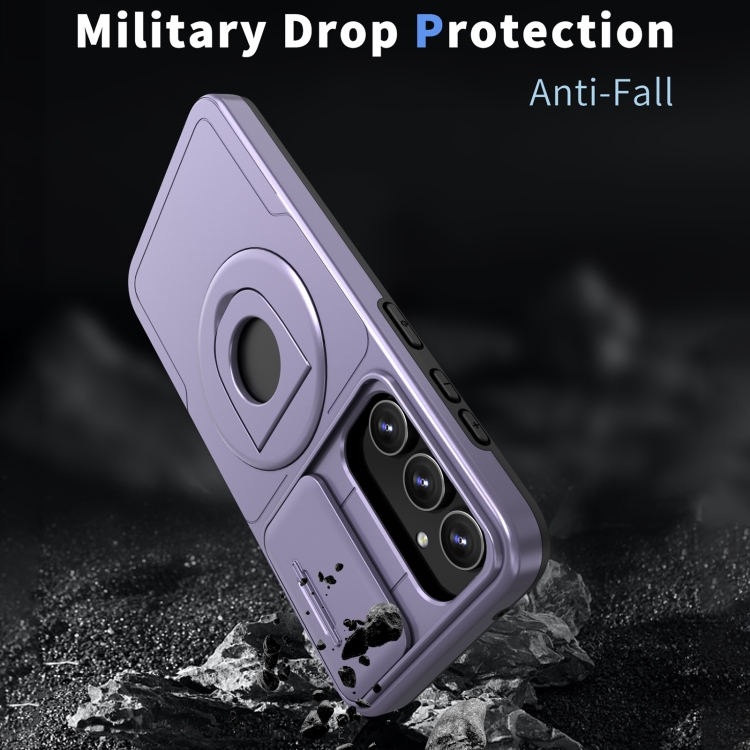 For Samsung Galaxy S22+ 5G Camshield MagSafe Ring Holder Armor Phone Case(Puple) For Samsung Galaxy S22+ 5G Camshield MagSafe Ring Holder Armor Phone Case(Puple)