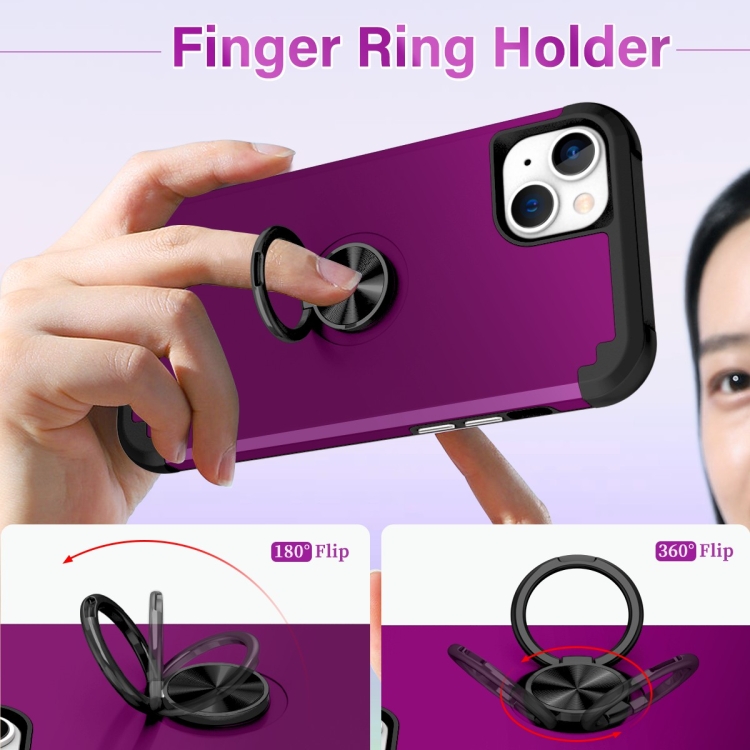 For iPhone 15 Plus L2 Rotating Ring Holder Magnetic Phone Case(Dark Purple) For iPhone 15 Plus L2 Rotating Ring Holder Magnetic Phone Case(Dark Purple)