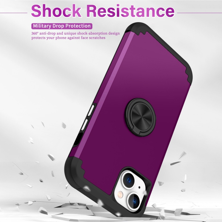 For iPhone 15 Plus L2 Rotating Ring Holder Magnetic Phone Case(Dark Purple) For iPhone 15 Plus L2 Rotating Ring Holder Magnetic Phone Case(Dark Purple)