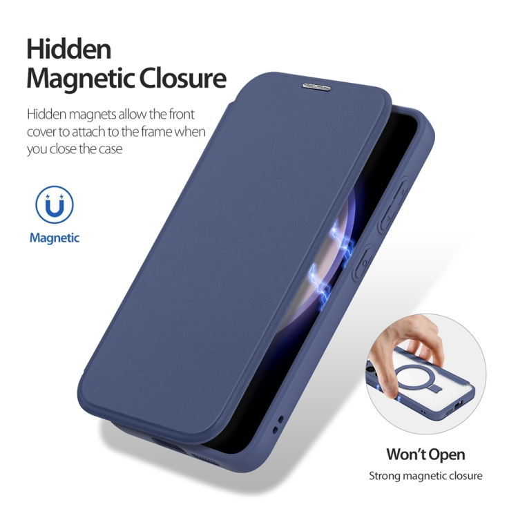 For Samsung Galaxy S24+ 5G DUX DUCIS Skin X Pro Series Magsafe Ring Holder Leather Phone Case(Blue)