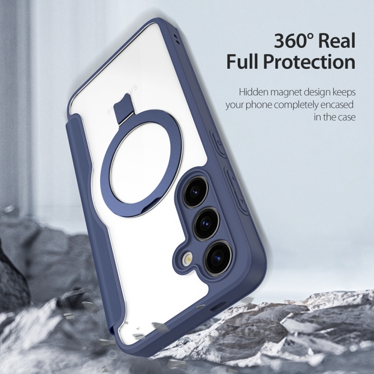 For Samsung Galaxy S24+ 5G DUX DUCIS Skin X Pro Series Magsafe Ring Holder Leather Phone Case(Blue)