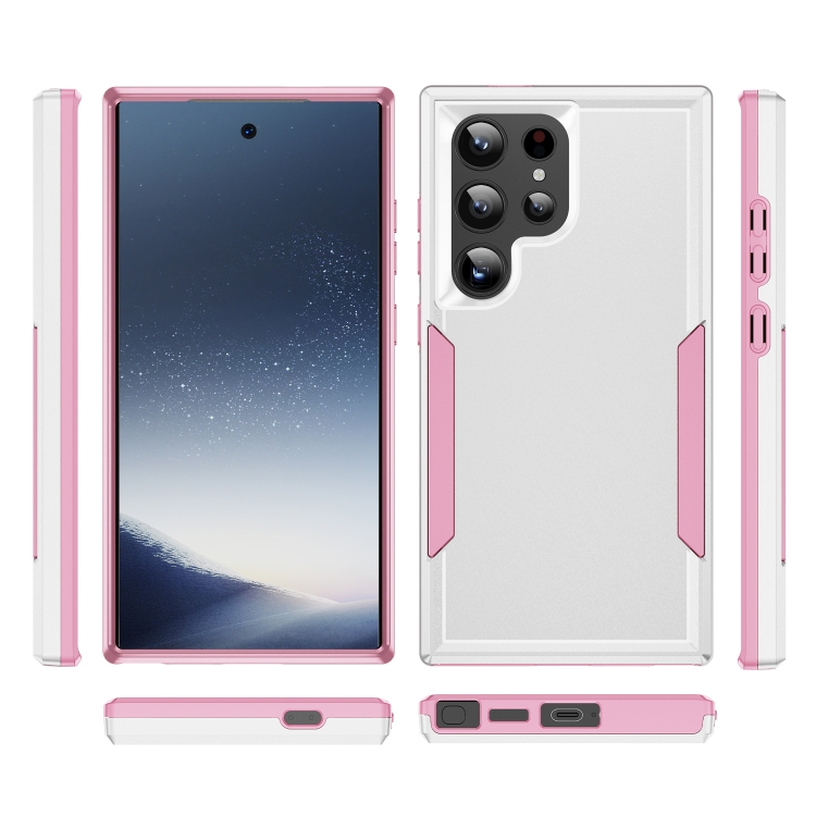 For Samsung Galaxy S24 Ultra 5G Pioneer Armor Heavy Duty PC + TPU Phone Case(White+Pink) For Samsung Galaxy S24 Ultra 5G Pioneer Armor Heavy Duty PC + TPU Phone Case(White+Pink)
