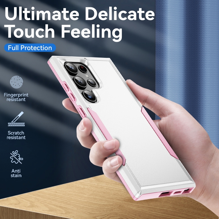 For Samsung Galaxy S24 Ultra 5G Pioneer Armor Heavy Duty PC + TPU Phone Case(White+Pink) For Samsung Galaxy S24 Ultra 5G Pioneer Armor Heavy Duty PC + TPU Phone Case(White+Pink)