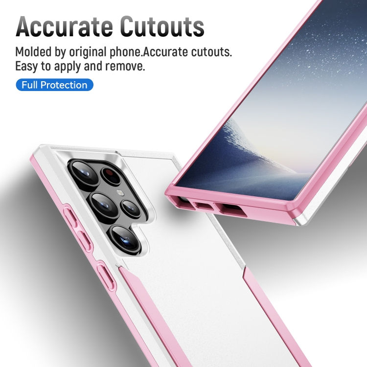 For Samsung Galaxy S24 Ultra 5G Pioneer Armor Heavy Duty PC + TPU Phone Case(White+Pink) For Samsung Galaxy S24 Ultra 5G Pioneer Armor Heavy Duty PC + TPU Phone Case(White+Pink)