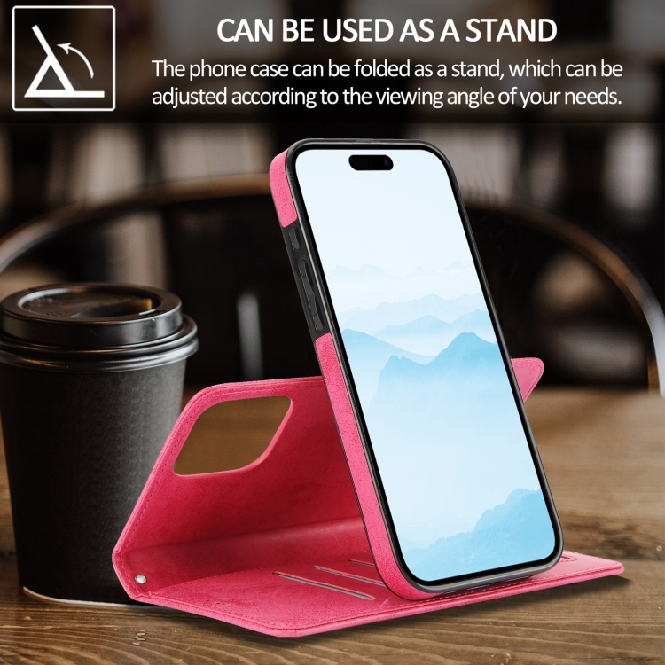 For iPhone 16 Pro Max 2 in 1 Detachable Phone Leather Case(Pink) For iPhone 16 Pro Max 2 in 1 Detachable Phone Leather Case(Pink)