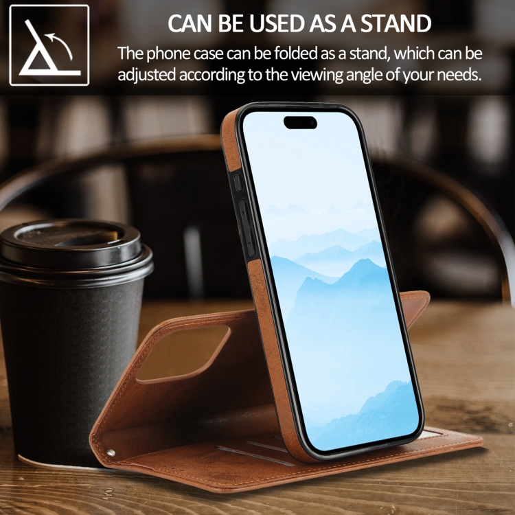 For iPhone 16 Pro 2 in 1 Detachable Phone Leather Case(Brown) For iPhone 16 Pro 2 in 1 Detachable Phone Leather Case(Brown)
