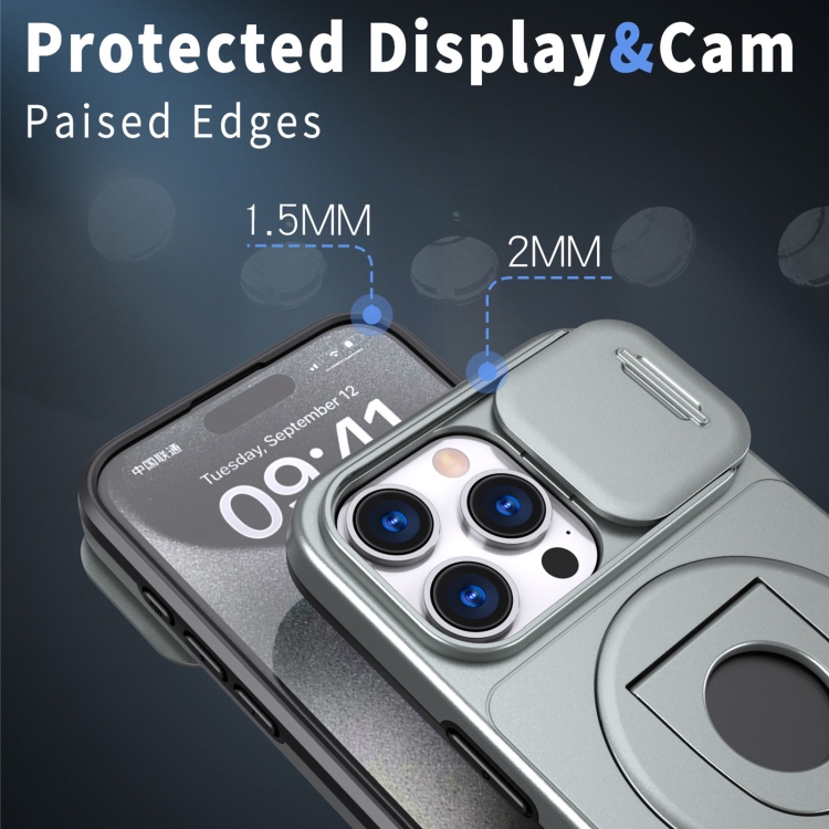 For iPhone 15 Plus Camshield MagSafe Ring Holder Armor Phone Case(Titanium Grey) For iPhone 15 Plus Camshield MagSafe Ring Holder Armor Phone Case(Titanium Grey)