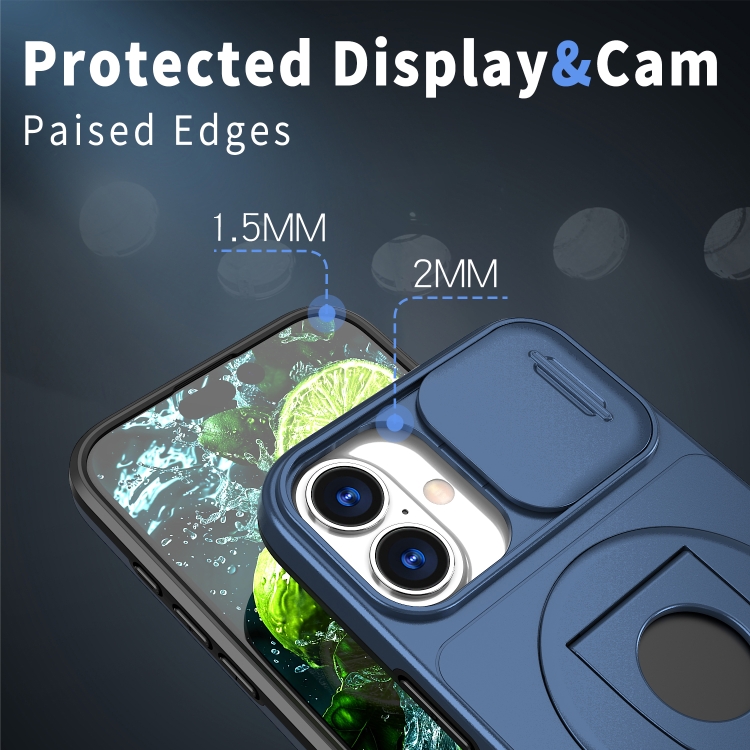 For iPhone 16 Camshield MagSafe Ring Holder Armor Phone Case(Blue) For iPhone 16 Camshield MagSafe Ring Holder Armor Phone Case(Blue)