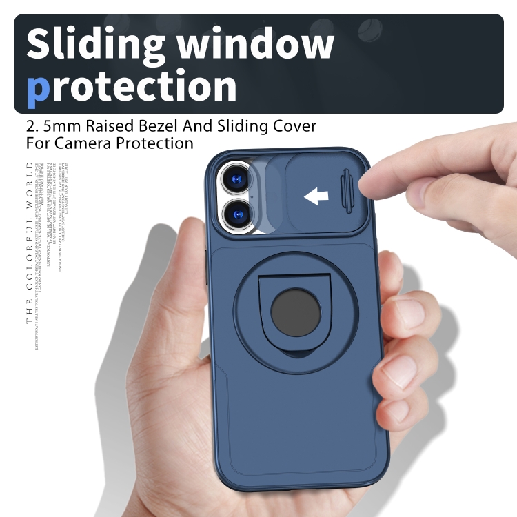 For iPhone 16 Camshield MagSafe Ring Holder Armor Phone Case(Blue) For iPhone 16 Camshield MagSafe Ring Holder Armor Phone Case(Blue)