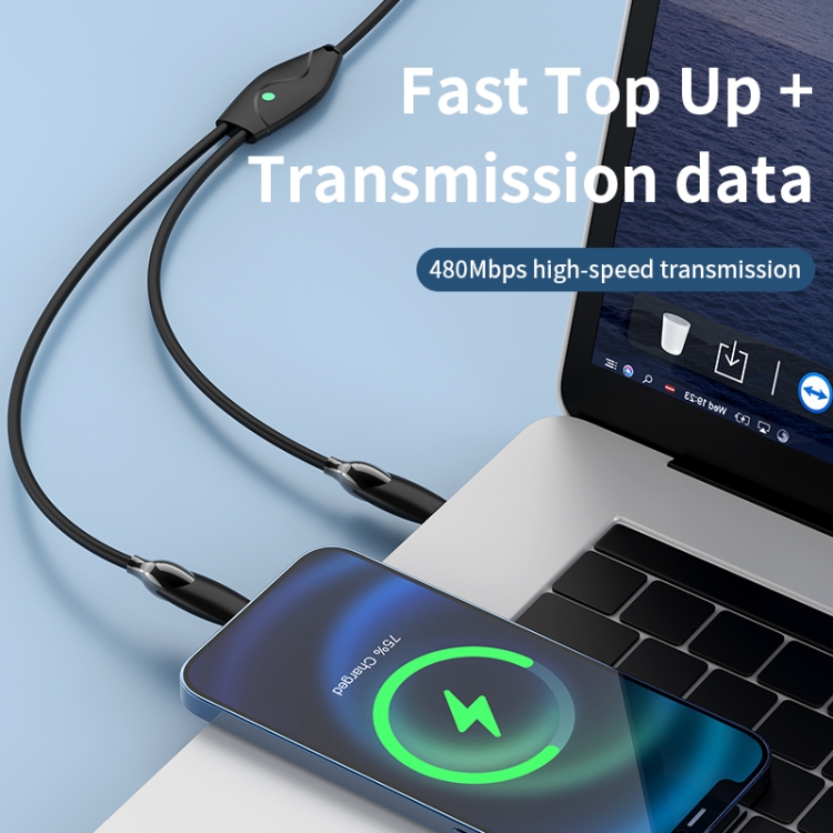 1.2m 100W USB-C / Type-C to USB-C / Type-C + 8 Pin Fast Charging Data Cable(Black) 1.2m 100W USB-C / Type-C to USB-C / Type-C + 8 Pin Fast Charging Data Cable(Black)
