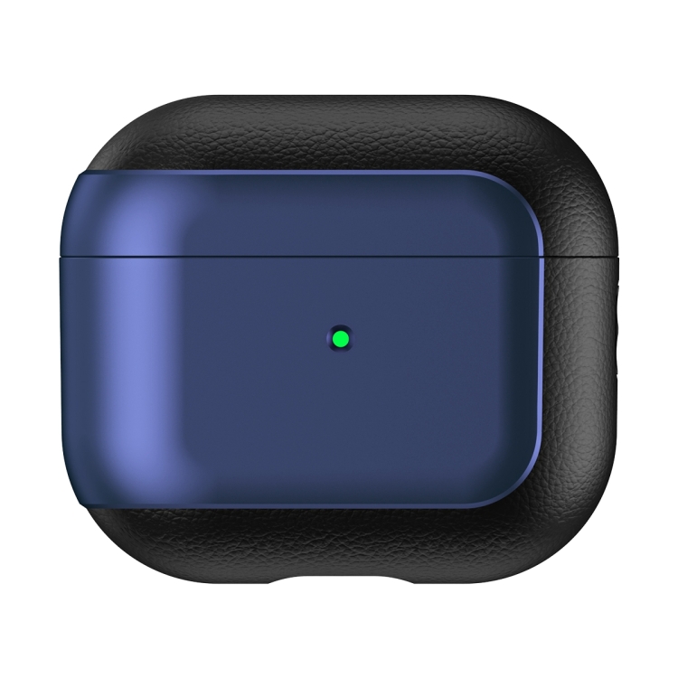 For AirPods 3 Electroplated Leather Texture Wireless Earphones Protective Case(Navy Blue) For AirPods 3 Electroplated Leather Texture Wireless Earphones Protective Case(Navy Blue)