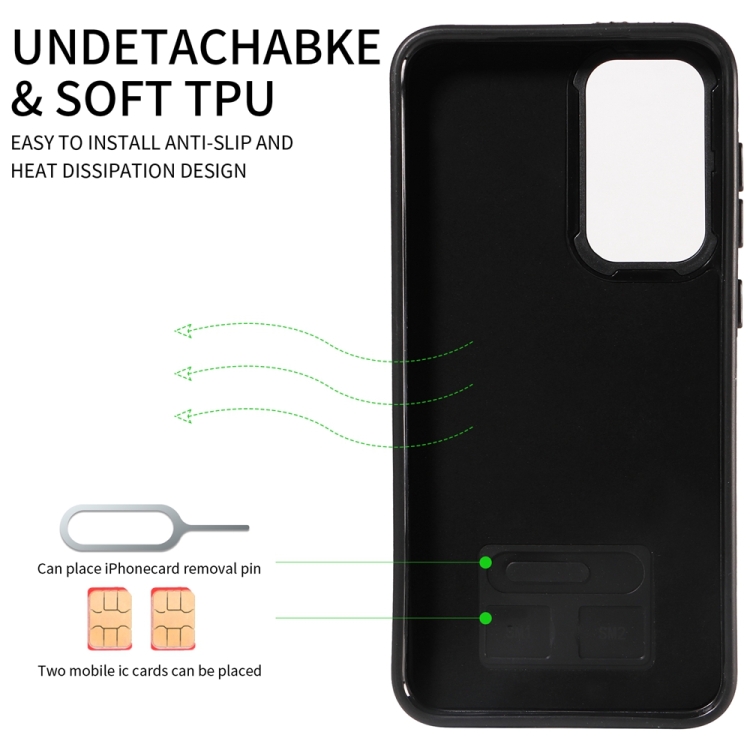 For Samsung Galaxy S23+ 5G Calf Texture Card Slot Ring Holder Phone Case(Brown)