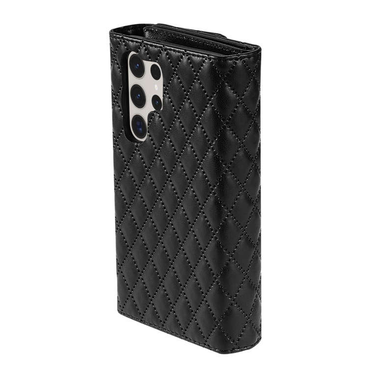 For Samsung Galaxy S21 Ultra 5G Zipper Multi-Card Wallet Rhombic Leather Phone Case(Black) For Samsung Galaxy S21 Ultra 5G Zipper Multi-Card Wallet Rhombic Leather Phone Case(Black)
