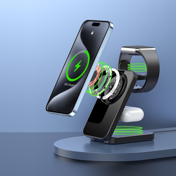 DUZZONA W17 15W 3 in 1 Foldable Magnetic Wireless Charger Stand DUZZONA W17 15W 3 in 1 Foldable Magnetic Wireless Charger Stand