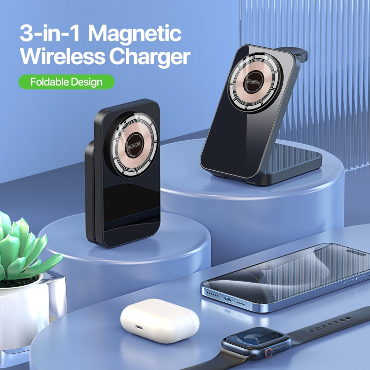 DUZZONA W17 15W 3 in 1 Foldable Magnetic Wireless Charger Stand DUZZONA W17 15W 3 in 1 Foldable Magnetic Wireless Charger Stand