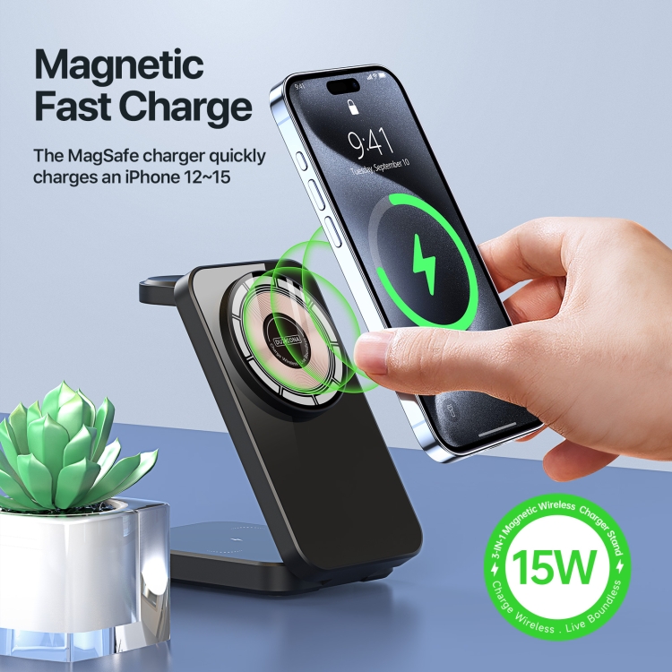 DUZZONA W17 15W 3 in 1 Foldable Magnetic Wireless Charger Stand DUZZONA W17 15W 3 in 1 Foldable Magnetic Wireless Charger Stand