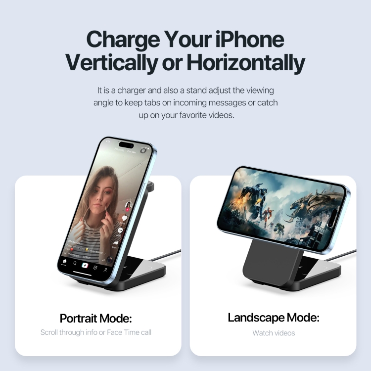 DUZZONA W17 15W 3 in 1 Foldable Magnetic Wireless Charger Stand DUZZONA W17 15W 3 in 1 Foldable Magnetic Wireless Charger Stand