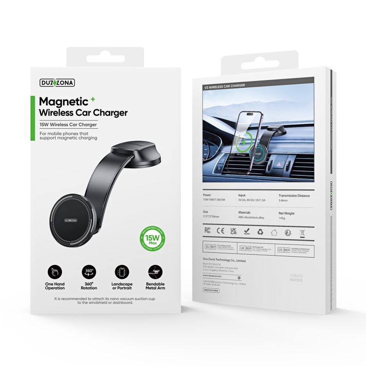 DUZZONA V3 15W Car Magnetic Wireless Charger Phone Holder(Black) DUZZONA V3 15W Car Magnetic Wireless Charger Phone Holder(Black)