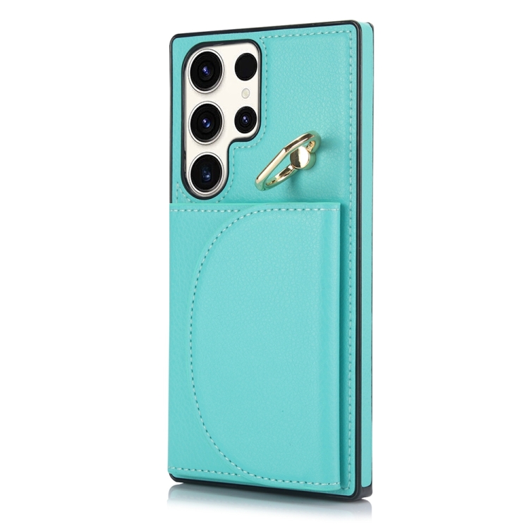 For Samsung Galaxy S23 Ultra 5G YM007 Ring Holder Card Bag Skin Feel Phone Case(Green) For Samsung Galaxy S23 Ultra 5G YM007 Ring Holder Card Bag Skin Feel Phone Case(Green)