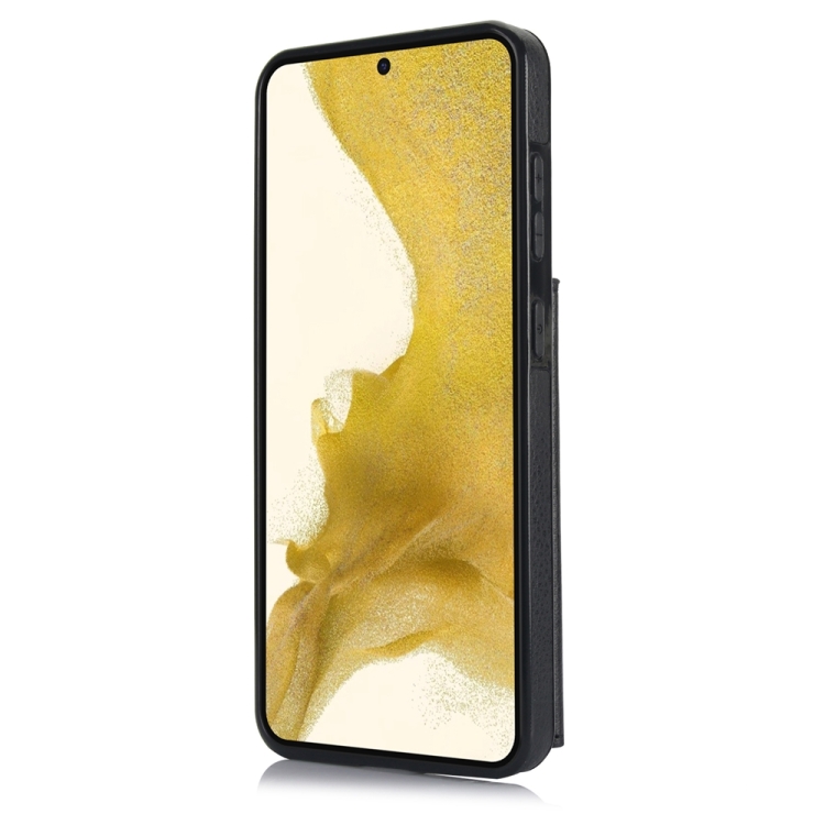 For Samsung Galaxy S22 5G YM007 Ring Holder Card Bag Skin Feel Phone Case(Black) For Samsung Galaxy S22 5G YM007 Ring Holder Card Bag Skin Feel Phone Case(Black)