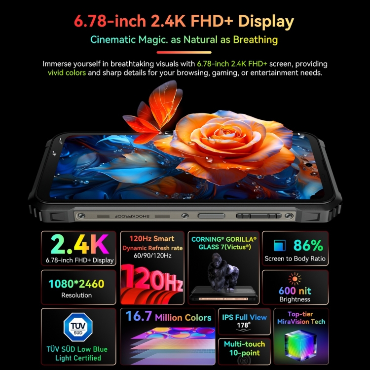 HK Warehouse] Blackview BL9000, 12GB+512GB, IP68/IP69K/MIL-STD-810H, 6.78  inch + 1.32 inch Android 13 MediaTek Dimensity 8020 Octa Core, Network: 5G,  NFC, OTG(Aurora Gold)