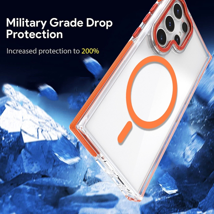 For Samsung Galaxy S24 Ultra 5G Dual-Color Clear Acrylic Hybrid TPU MagSafe Phone Case(Orange) For Samsung Galaxy S24 Ultra 5G Dual-Color Clear Acrylic Hybrid TPU MagSafe Phone Case(Orange)