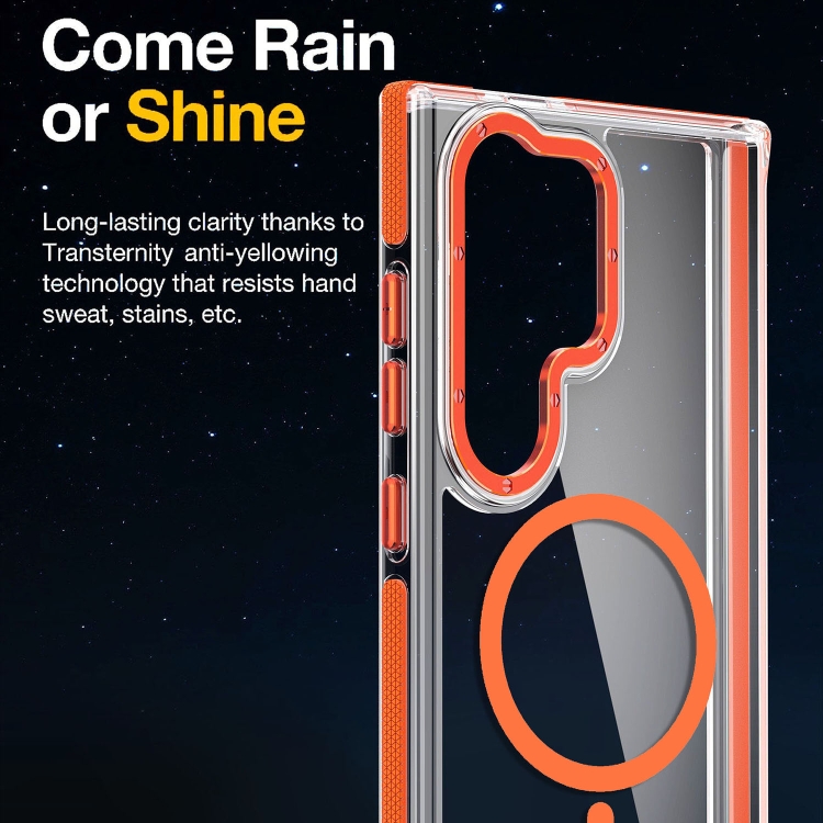 For Samsung Galaxy S24 Ultra 5G Dual-Color Clear Acrylic Hybrid TPU MagSafe Phone Case(Orange) For Samsung Galaxy S24 Ultra 5G Dual-Color Clear Acrylic Hybrid TPU MagSafe Phone Case(Orange)