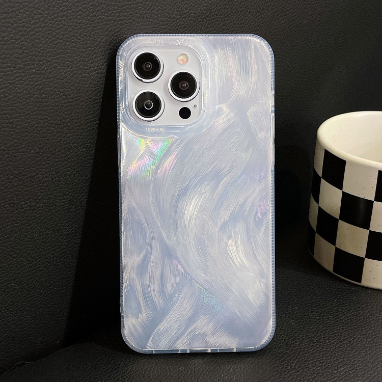 For iPhone 15 Pro Hot Silver Stamp Gradient Feather Acrylic Hybrid TPU Phone Case(Silver) For iPhone 15 Pro Hot Silver Stamp Gradient Feather Acrylic Hybrid TPU Phone Case(Silver)