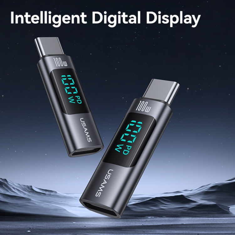 USAMS US-SJ682 AU18 PD100W USB-C / Type-C to USB-C / Type-C Aluminum Alloy Digital Display Adapter(Tarnish) USAMS US-SJ682 AU18 PD100W USB-C / Type-C to USB-C / Type-C Aluminum Alloy Digital Display Adapter(Tarnish)