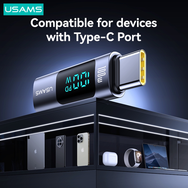 USAMS US-SJ682 AU18 PD100W USB-C / Type-C to USB-C / Type-C Aluminum Alloy Digital Display Adapter(Tarnish) USAMS US-SJ682 AU18 PD100W USB-C / Type-C to USB-C / Type-C Aluminum Alloy Digital Display Adapter(Tarnish)