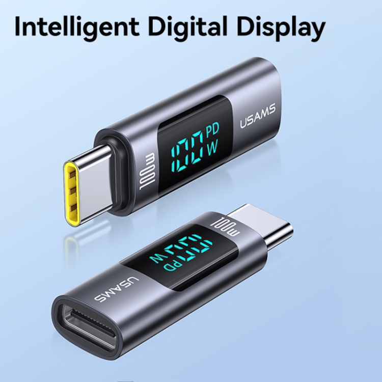 USAMS US-SJ682 AU18 PD100W USB-C / Type-C to USB-C / Type-C Aluminum Alloy Digital Display Adapter(Tarnish) USAMS US-SJ682 AU18 PD100W USB-C / Type-C to USB-C / Type-C Aluminum Alloy Digital Display Adapter(Tarnish)